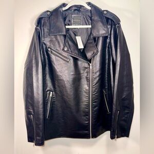 Lane Bryant Black Faux Leather Moto Jacket